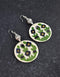 Round Pendant Earrings ( White & Green )